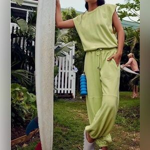 FP Movement by Free People throw and go shortsie jumpsuit lime green XL